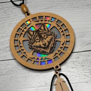 Wolf Design Wooden Dreamcatcher Suncatcher
